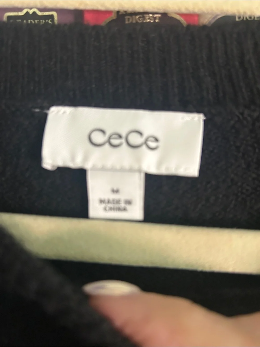 CeCe Black 'Cheers' Embroidered Crewneck Sweater